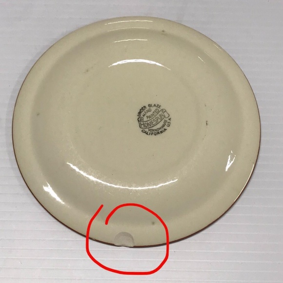 VINTAGE HAND-PAINTED VERNONWARE - HOMESPUN - (SET OF 13) 6 1/2" SAUCER/PLATE - Picture 6 of 6